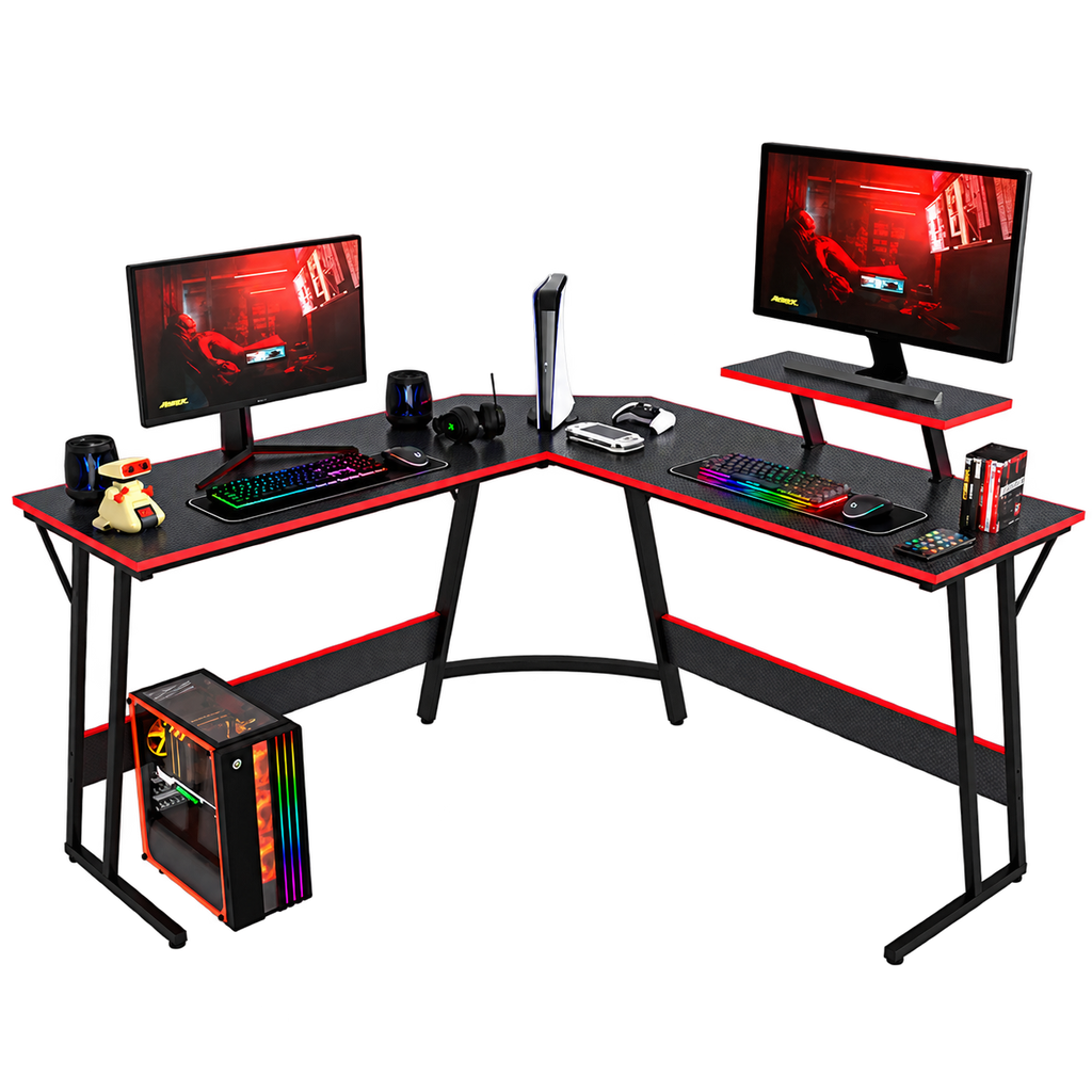 FDW 50-Inch L-Shaped Gaming Desk with Monitor Stand